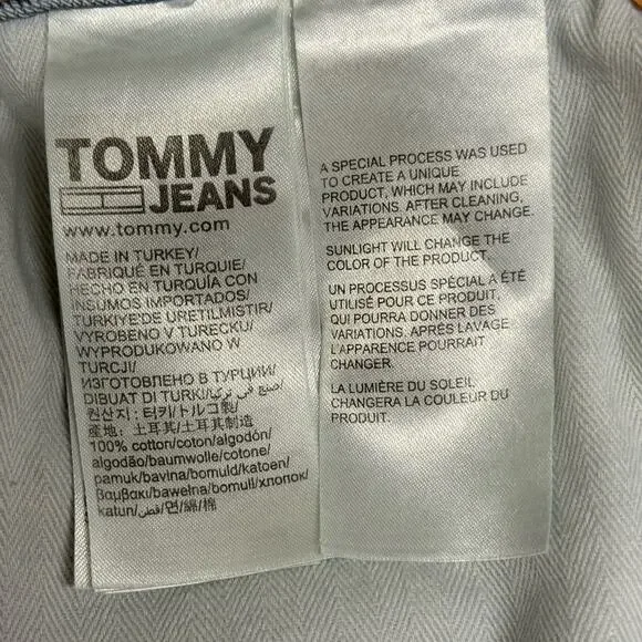 Tommy Hilfiger Embroidered Logo Denim Mini Skirt Women Size 32 Y2K Raw Hem NWT - Picture 9 of 10